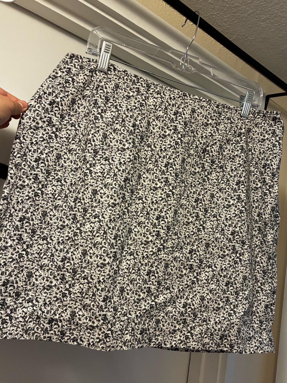 Black, White and Grey Patterned Lightweight Mini Skirt